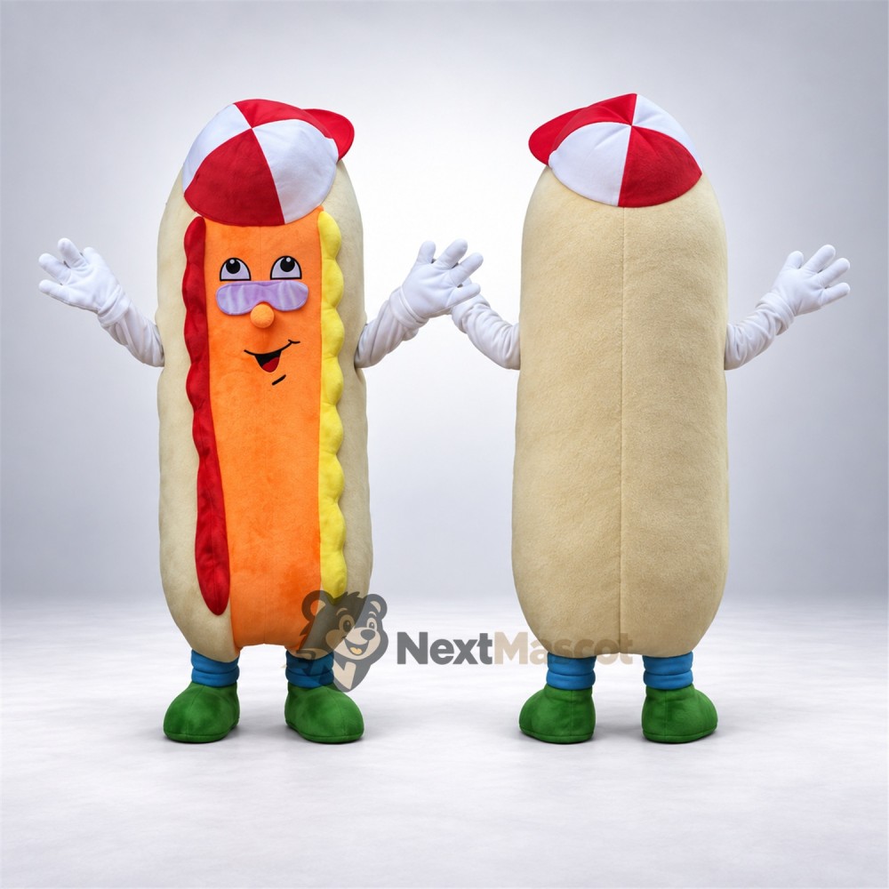 Hot Dog Mascot Costume - Red and White Cap Hot Dog Mascot Costume - Red and White Cap