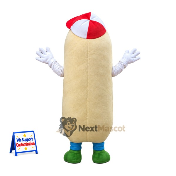 Hot Dog Mascot Costume - Red and White Cap Hot Dog Mascot Costume - Red and White Cap