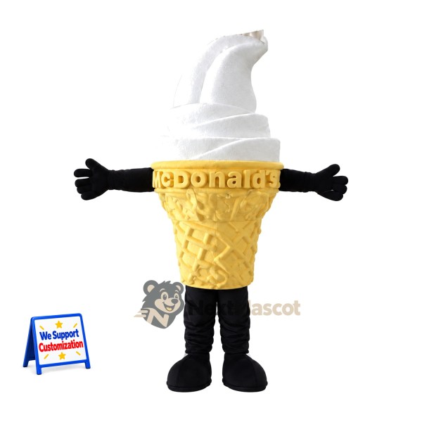 Vanilla Ice Cream Cone Mascot Costume - Black Legs