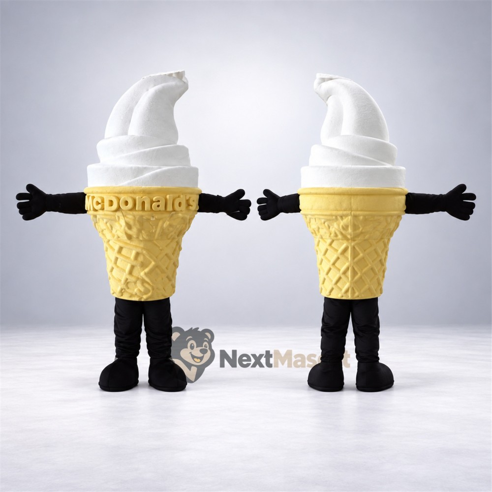Vanilla Ice Cream Cone Mascot Costume - Black Legs Vanilla Ice Cream Cone Mascot Costume - Black Legs