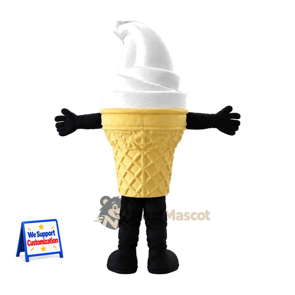 Vanilla Ice Cream Cone Mascot Costume - Black Legs Vanilla Ice Cream Cone Mascot Costume - Black Legs