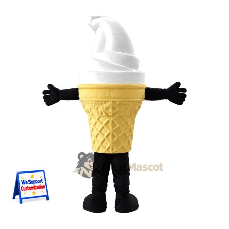 Vanilla Ice Cream Cone Mascot Costume - Black Legs Vanilla Ice Cream Cone Mascot Costume - Black Legs