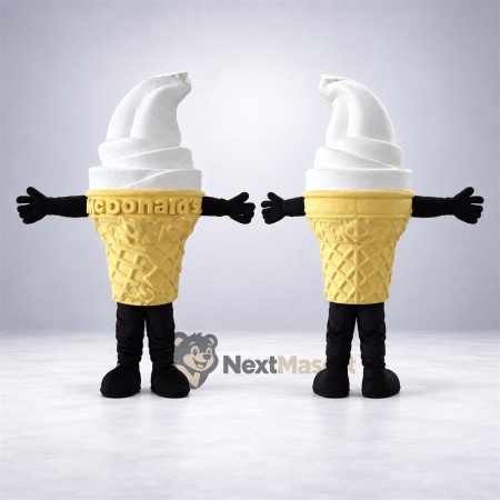 Vanilla Ice Cream Cone Mascot Costume - Black Legs Vanilla Ice Cream Cone Mascot Costume - Black Legs