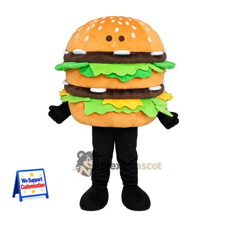 Double Burger Mascot Costume for Food Festivals Double Burger Mascot Costume for Food Festivals