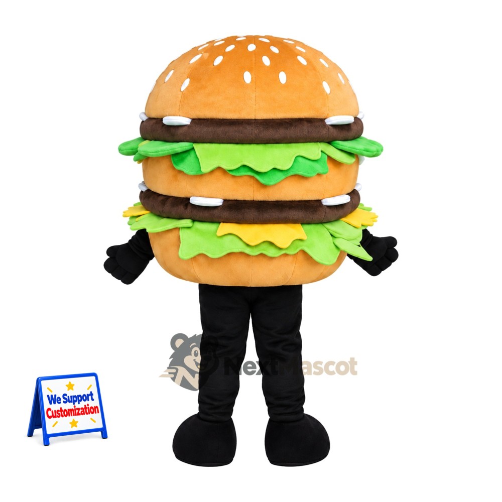 Double Burger Mascot Costume for Food Festivals Double Burger Mascot Costume for Food Festivals