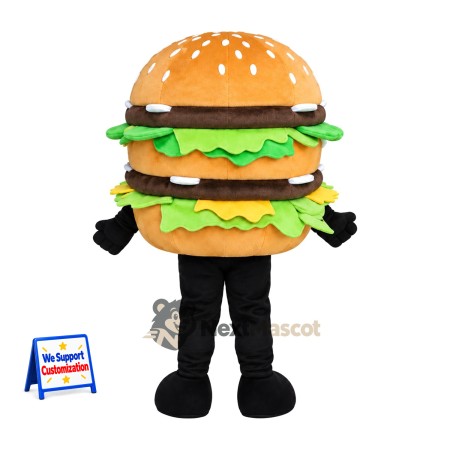 Double Burger Mascot Costume for Food Festivals Double Burger Mascot Costume for Food Festivals