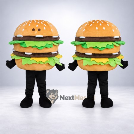 Double Burger Mascot Costume for Food Festivals Double Burger Mascot Costume for Food Festivals