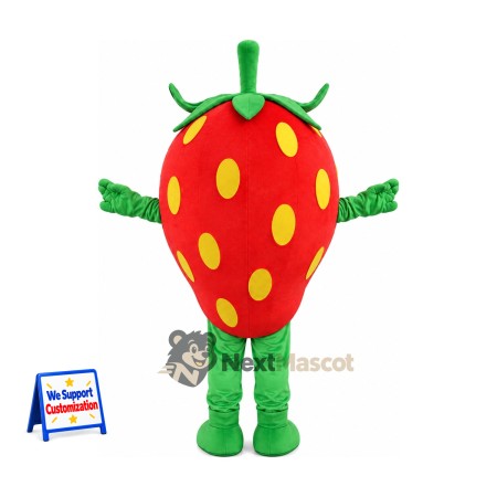 Strawberry Mascot Costume - Yellow Seeds and Green Legs Strawberry Mascot Costume - Yellow Seeds and Green Legs