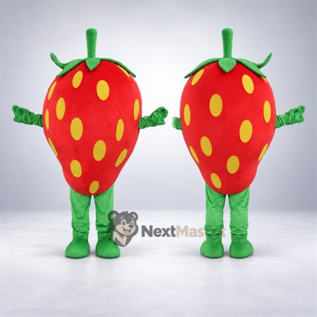 Strawberry Mascot Costume - Yellow Seeds and Green Legs Strawberry Mascot Costume - Yellow Seeds and Green Legs