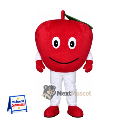 Apple Mascot Costume - Red, White Pants and Small Smile