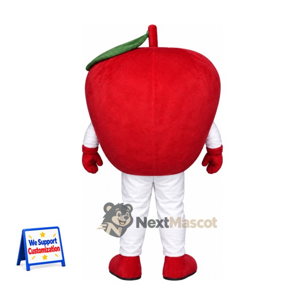 Apple Mascot Costume - Red, White Pants and Small Smile