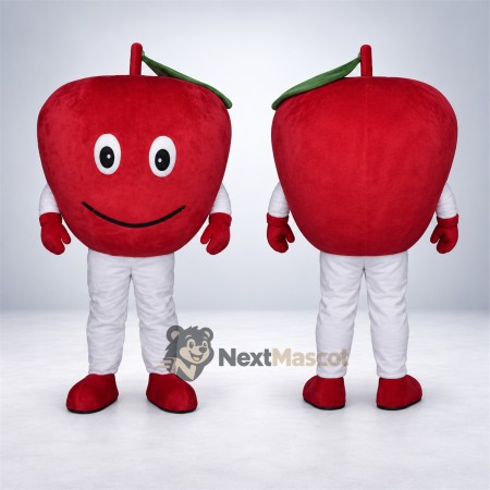 Apple Mascot Costume - Red, White Pants and Small Smile