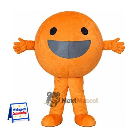 Smiley Face Mascot Costume - Orange, Orange Legs Smiley Face Mascot Costume - Orange, Orange Legs