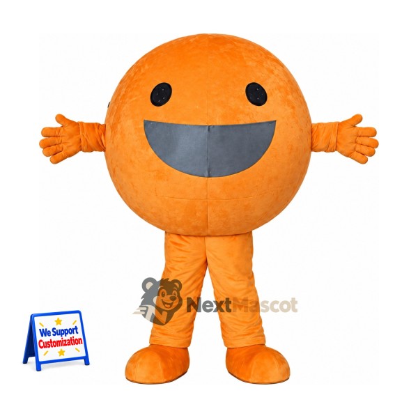 Smiley Face Mascot Costume - Orange, Orange Legs