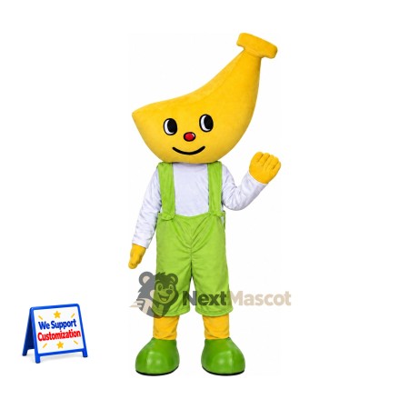 Banana Head Character Mascot Costume - Green Overalls