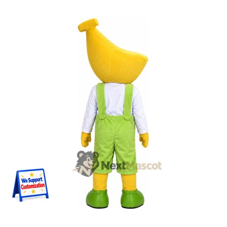 Banana Head Character Mascot Costume - Green Overalls