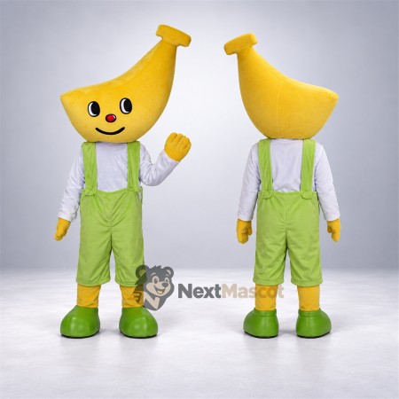 Banana Head Character Mascot Costume - Green Overalls