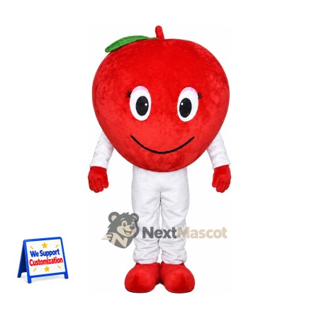 Apple Mascot Costume - Red, White Pants and Wide Smile Apple Mascot Costume - Red, White Pants and Wide Smile