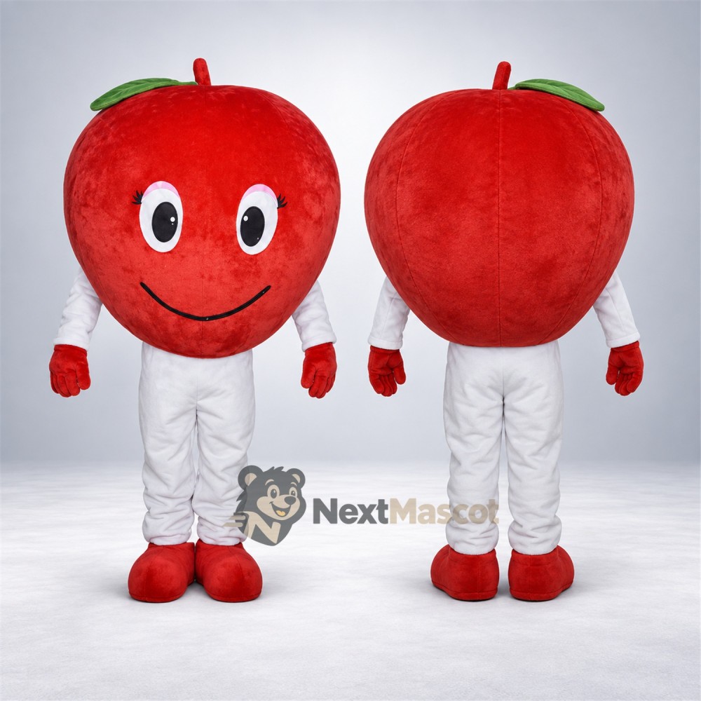 Apple Mascot Costume - Red, White Pants and Wide Smile Apple Mascot Costume - Red, White Pants and Wide Smile