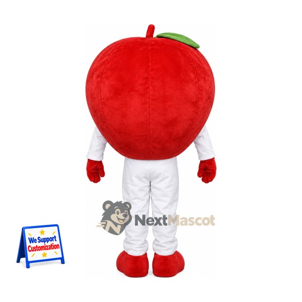 Apple Mascot Costume - Red, White Pants and Wide Smile