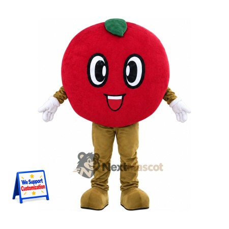 Apple Mascot Costume - Red, Brown Legs Apple Mascot Costume - Red, Brown Legs