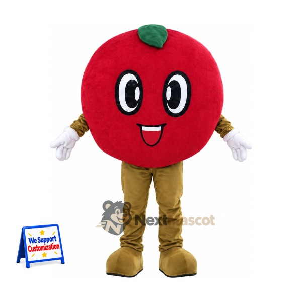 Apple Mascot Costume - Red, Brown Legs