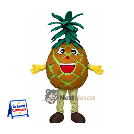 Pineapple Mascot Costume - Green Lattice and Long Leaves