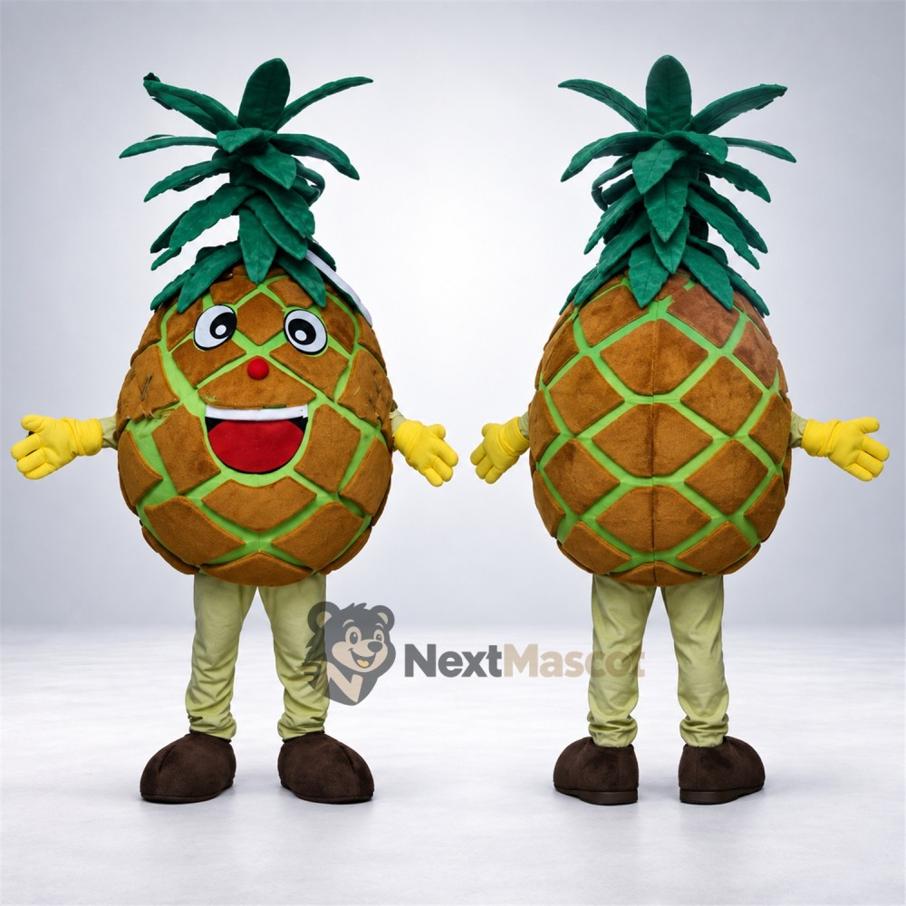 Pineapple Mascot Costume - Green Lattice and Long Leaves