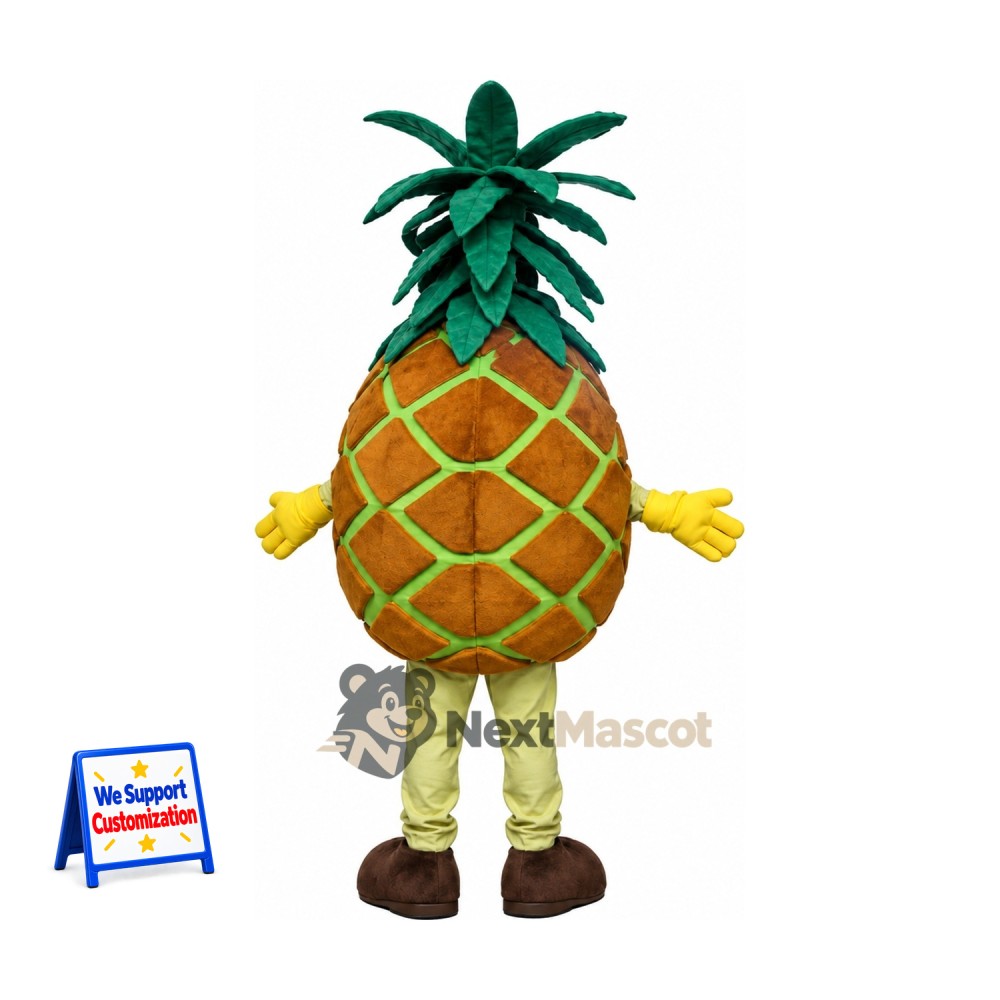 Pineapple Mascot Costume - Green Lattice and Long Leaves