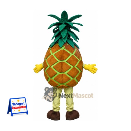 Pineapple Mascot Costume - Green Lattice and Long Leaves