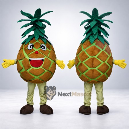 Pineapple Mascot Costume - Green Lattice and Long Leaves