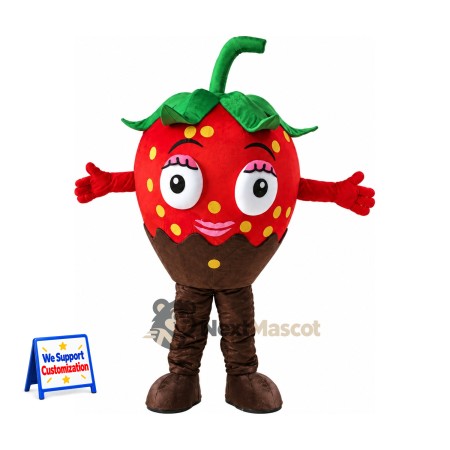 Chocolate Dipped Strawberry Mascot Costume Chocolate Dipped Strawberry Mascot Costume