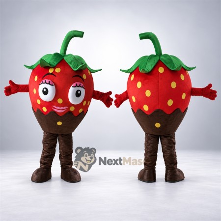 Chocolate Dipped Strawberry Mascot Costume Chocolate Dipped Strawberry Mascot Costume