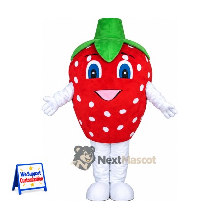 Strawberry Mascot Costume - White Seeds and White Legs Strawberry Mascot Costume - White Seeds and White Legs