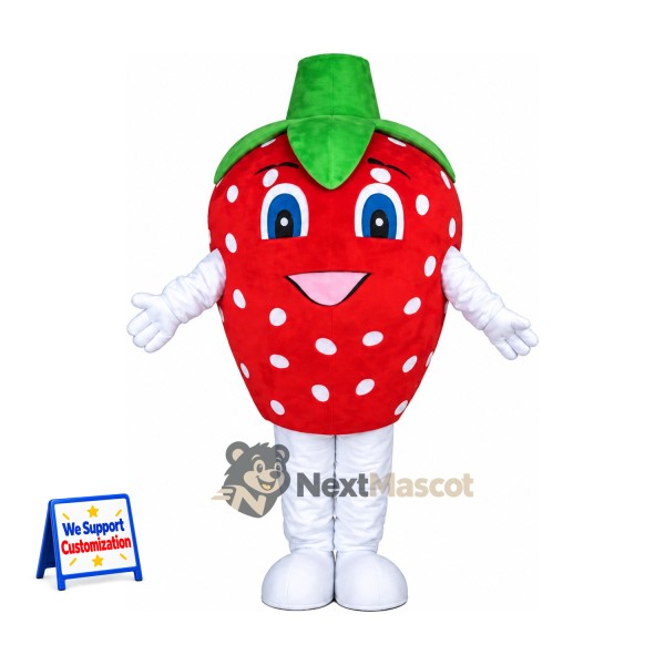 Strawberry Mascot Costume - White Seeds and White Legs
