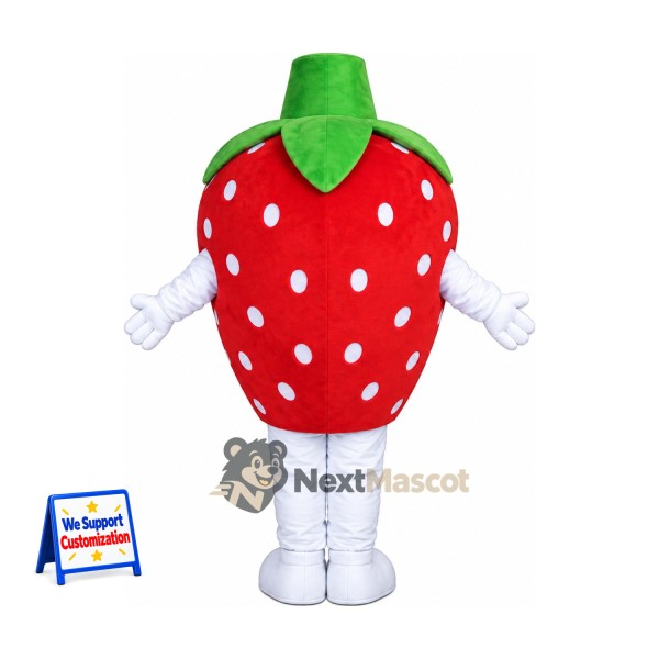Strawberry Mascot Costume - White Seeds and White Legs Strawberry Mascot Costume - White Seeds and White Legs