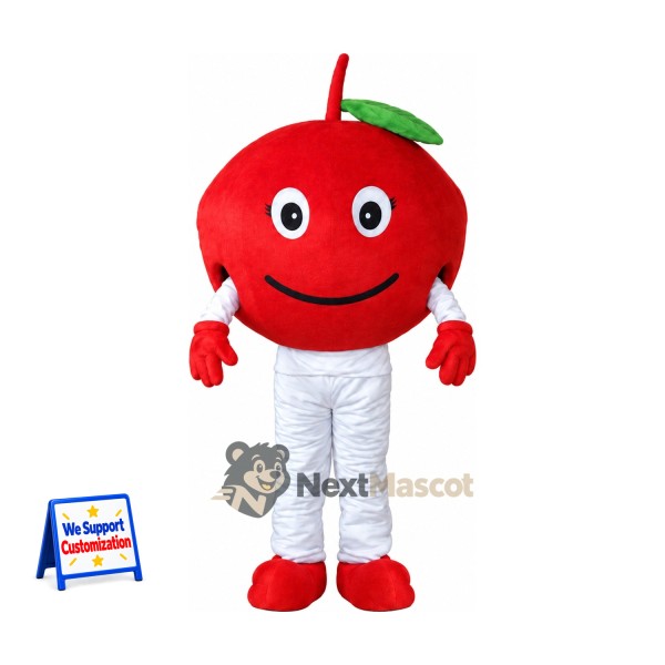 Apple Mascot Costume - Red, White Pants and Round Eyes