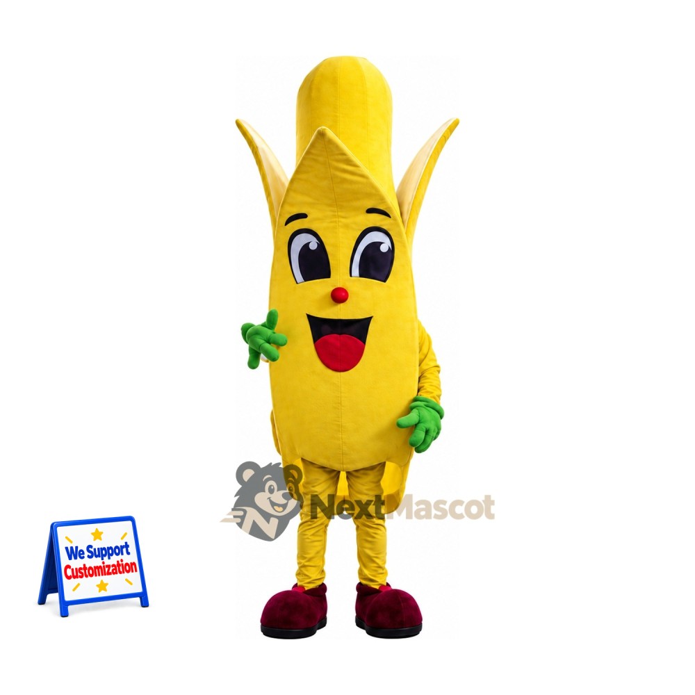 Peeled Banana Mascot Costume - Red Shoes Peeled Banana Mascot Costume - Red Shoes