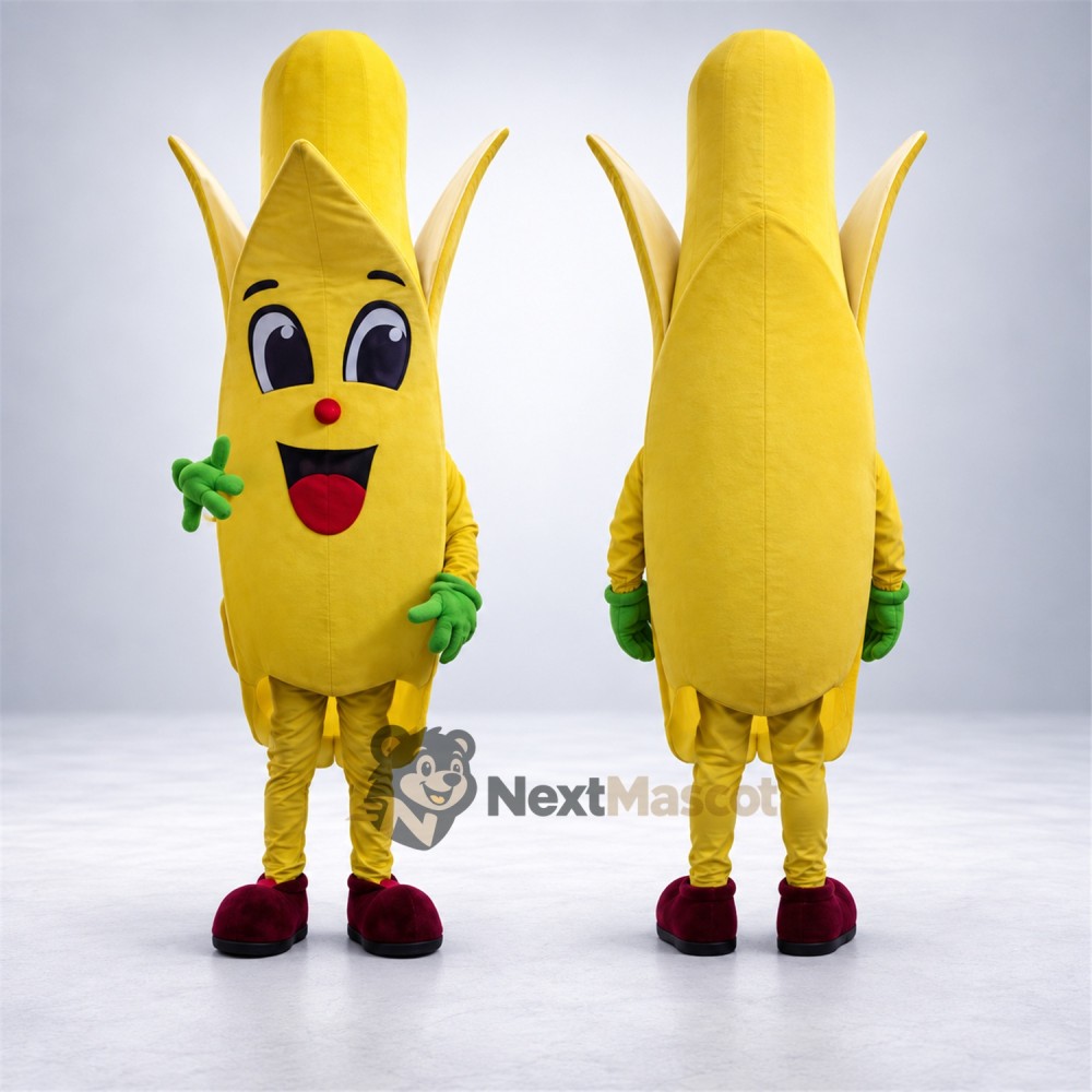 Peeled Banana Mascot Costume - Red Shoes Peeled Banana Mascot Costume - Red Shoes