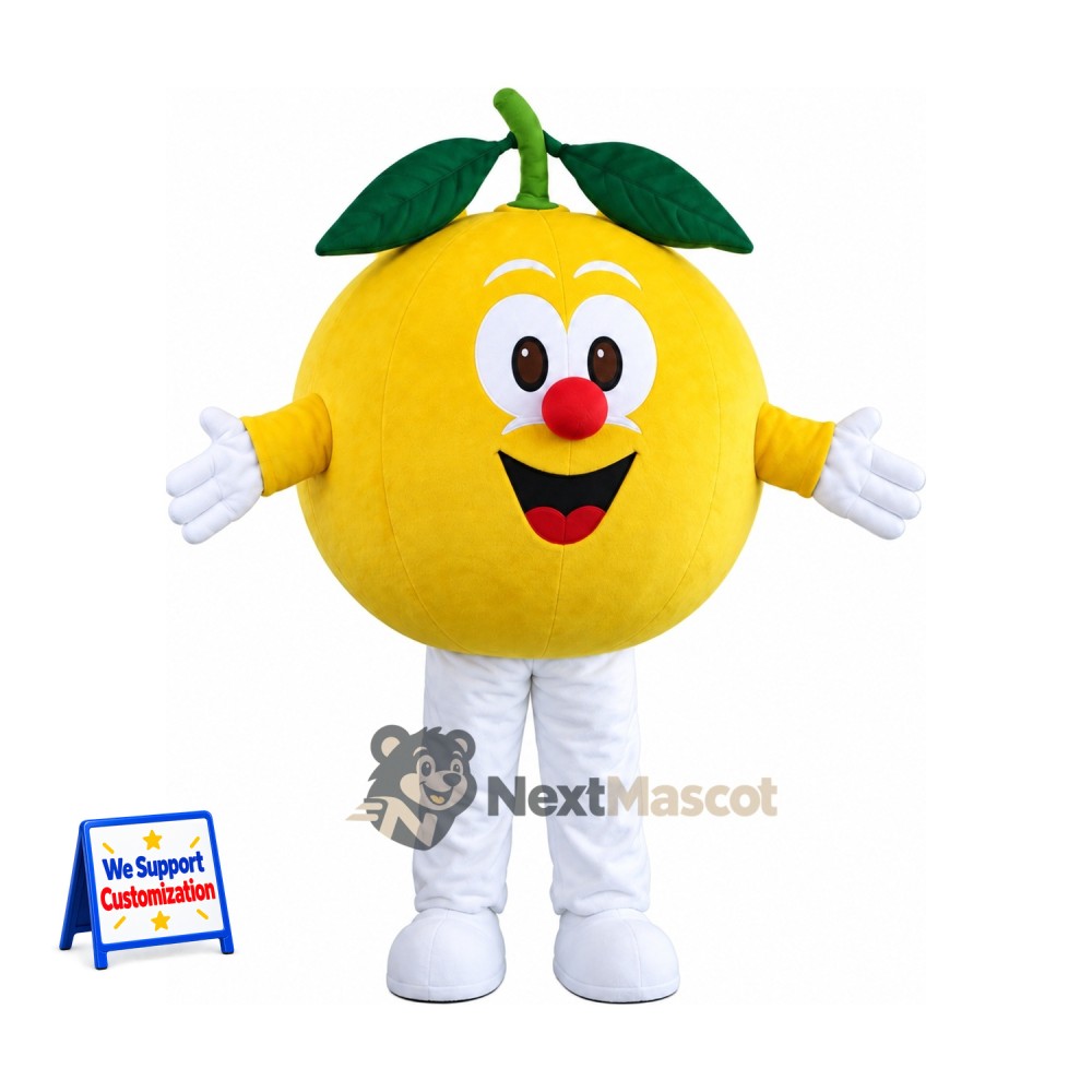 Lemon Mascot Costume - Open Smile and White Pants Lemon Mascot Costume - Open Smile and White Pants