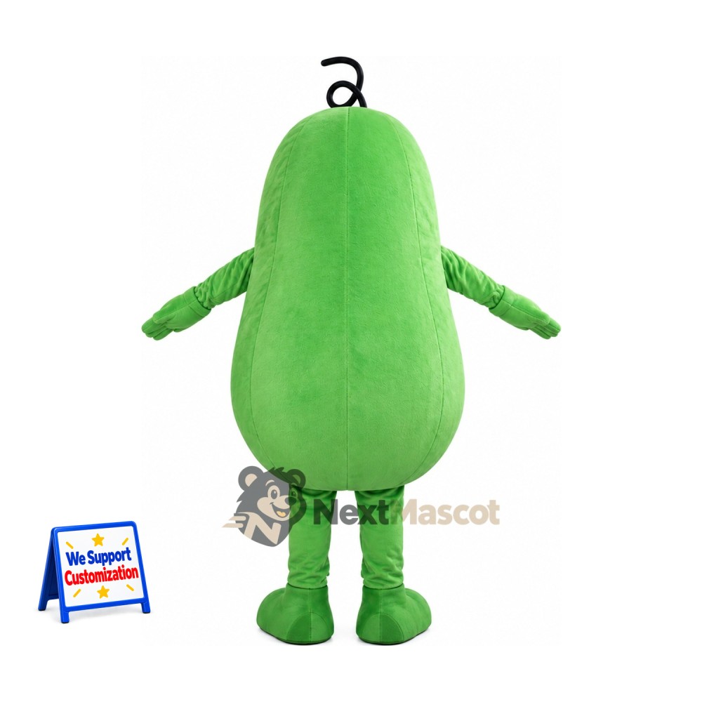 Pear Mascot Costume - Green, Curly Eyebrows Pear Mascot Costume - Green, Curly Eyebrows