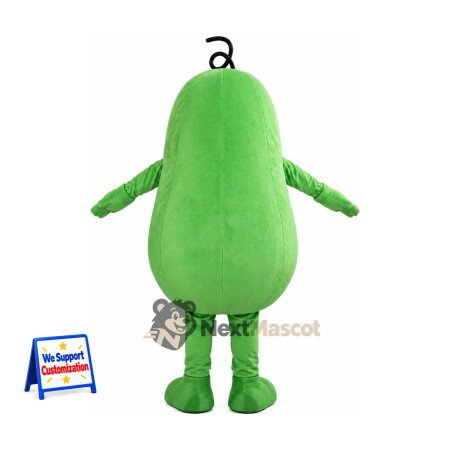 Pear Mascot Costume - Green, Curly Eyebrows Pear Mascot Costume - Green, Curly Eyebrows