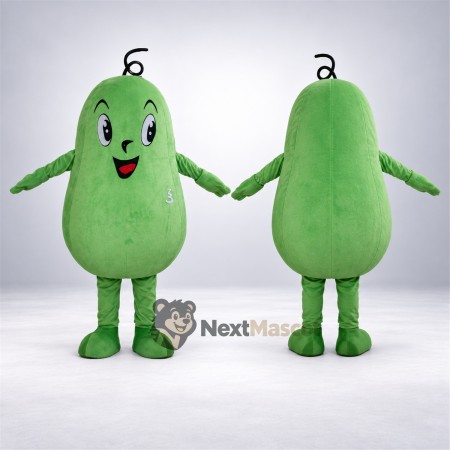 Pear Mascot Costume - Green, Curly Eyebrows Pear Mascot Costume - Green, Curly Eyebrows