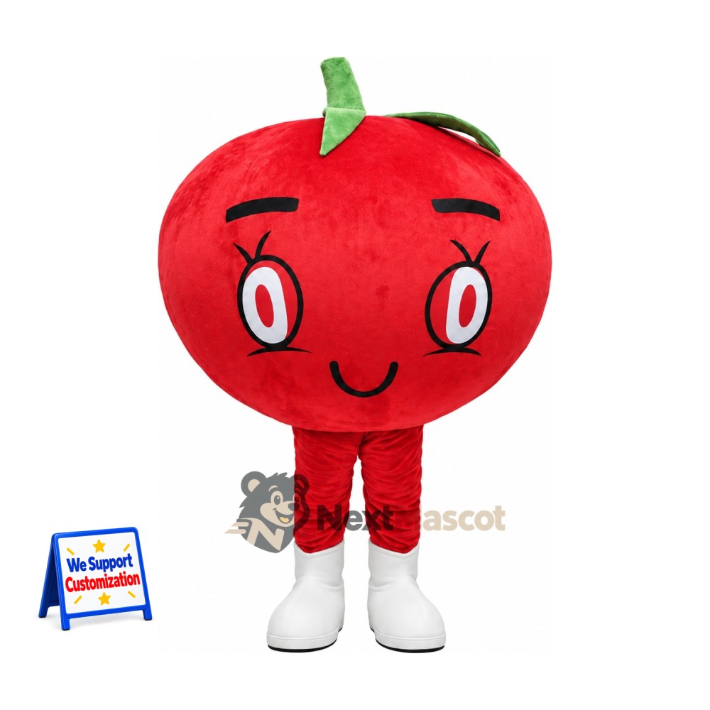 Apple Mascot Costume - Red, White Shoes and Eyelashes Apple Mascot Costume - Red, White Shoes and Eyelashes