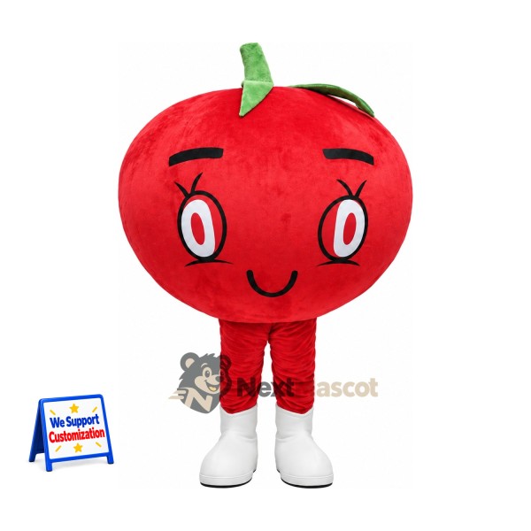 Apple Mascot Costume - Red, White Shoes and Eyelashes