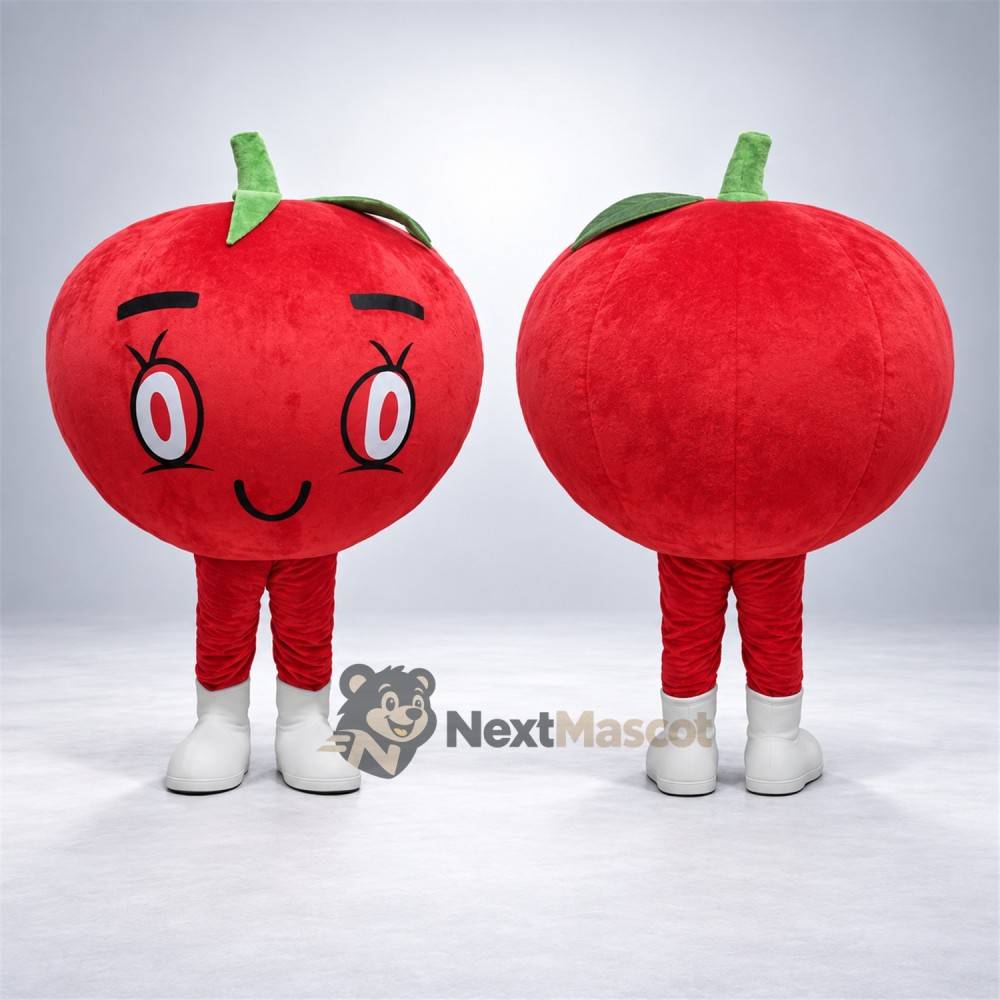 Apple Mascot Costume - Red, White Shoes and Eyelashes Apple Mascot Costume - Red, White Shoes and Eyelashes