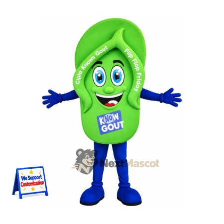 Flip Flop Mascot Costume - Green Flip Flop Mascot Costume - Green