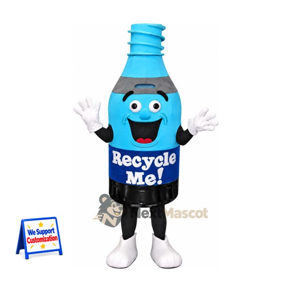 Recycling Bottle Mascot Costume - Blue