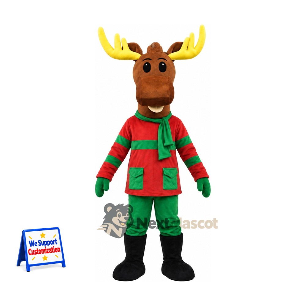 Moose Mascot Costume - Christmas Theme for Holiday Parties Moose Mascot Costume - Christmas Theme for Holiday Parties