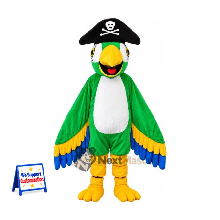 Parrot Mascot Costume - Green, Pirate Style for Parades Parrot Mascot Costume - Green, Pirate Style for Parades